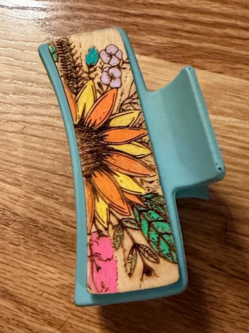 Blue Floral Sunflower Hair Claw Clip